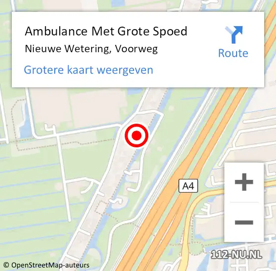 Locatie op kaart van de 112 melding: Ambulance Met Grote Spoed Naar Nieuwe Wetering, Voorweg op 15 december 2015 05:44