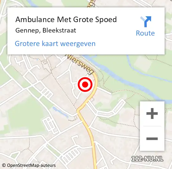 Locatie op kaart van de 112 melding: Ambulance Met Grote Spoed Naar Gennep, Bleekstraat op 15 december 2015 06:24