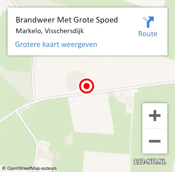 Locatie op kaart van de 112 melding: Brandweer Met Grote Spoed Naar Markelo, Visschersdijk op 15 december 2015 06:47