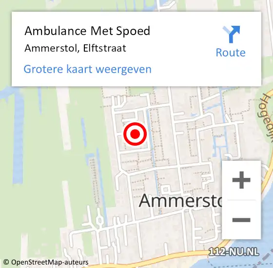 Locatie op kaart van de 112 melding: Ambulance Met Spoed Naar Ammerstol, Elftstraat op 15 december 2015 07:05