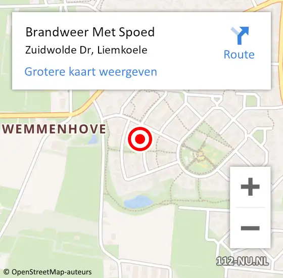 Locatie op kaart van de 112 melding: Brandweer Met Spoed Naar Zuidwolde Dr, Liemkoele op 15 december 2015 07:05