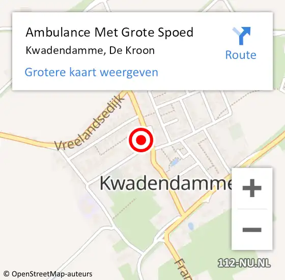 Locatie op kaart van de 112 melding: Ambulance Met Grote Spoed Naar Kwadendamme, De Kroon op 15 december 2015 07:13