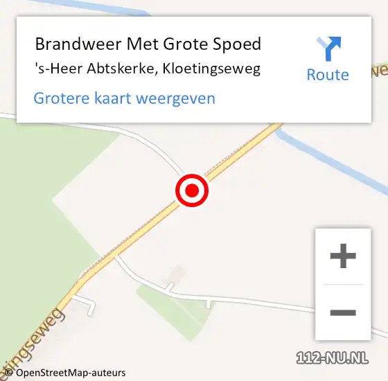 Locatie op kaart van de 112 melding: Brandweer Met Grote Spoed Naar 's-Heer Abtskerke, Kloetingseweg op 15 december 2015 07:28