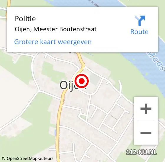 Locatie op kaart van de 112 melding: Politie Oijen, Meester Boutenstraat op 15 december 2015 07:55