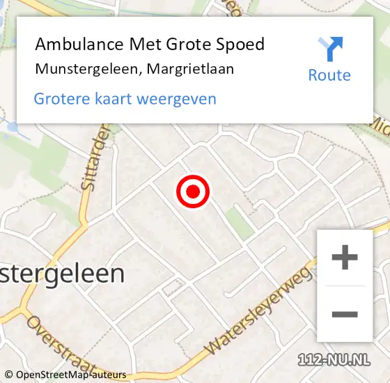 Locatie op kaart van de 112 melding: Ambulance Met Grote Spoed Naar Munstergeleen, Margrietlaan op 14 september 2013 12:11