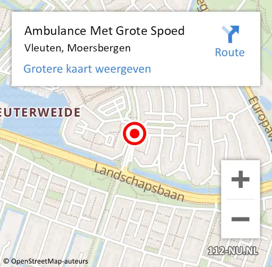 Locatie op kaart van de 112 melding: Ambulance Met Grote Spoed Naar Vleuten, Moersbergen op 15 december 2015 08:13