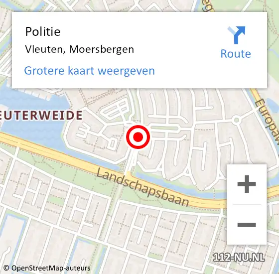 Locatie op kaart van de 112 melding: Politie Vleuten, Moersbergen op 15 december 2015 08:16