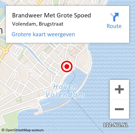 Locatie op kaart van de 112 melding: Brandweer Met Grote Spoed Naar Volendam, Brugstraat op 30 november 2013 02:18