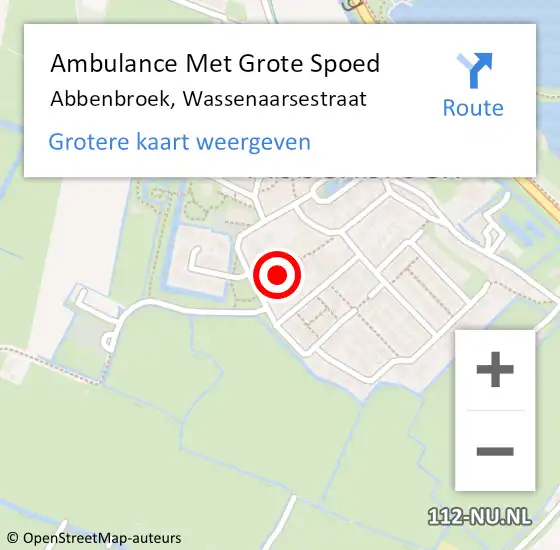 Locatie op kaart van de 112 melding: Ambulance Met Grote Spoed Naar Abbenbroek, Wassenaarsestraat op 15 december 2015 09:08