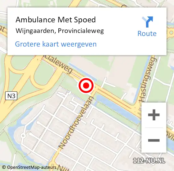 Locatie op kaart van de 112 melding: Ambulance Met Spoed Naar Wijngaarden, Provincialeweg op 15 december 2015 10:36