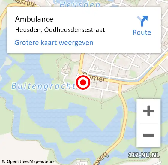 Locatie op kaart van de 112 melding: Ambulance Heusden, Oudheusdensestraat op 15 december 2015 11:15