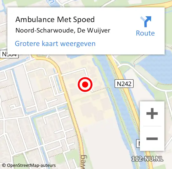 Locatie op kaart van de 112 melding: Ambulance Met Spoed Naar Noord-Scharwoude, De Wuijver op 15 december 2015 11:31