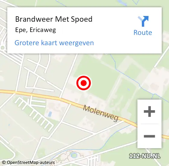 Locatie op kaart van de 112 melding: Brandweer Met Spoed Naar Epe, Ericaweg op 15 december 2015 12:06