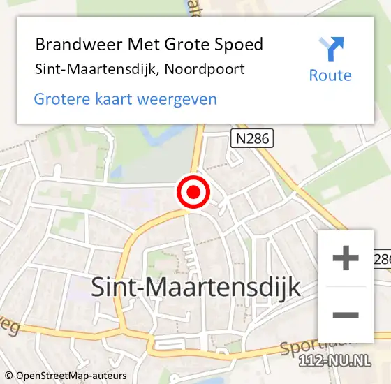 Locatie op kaart van de 112 melding: Brandweer Met Grote Spoed Naar Sint-Maartensdijk, Noordpoort op 15 december 2015 12:14