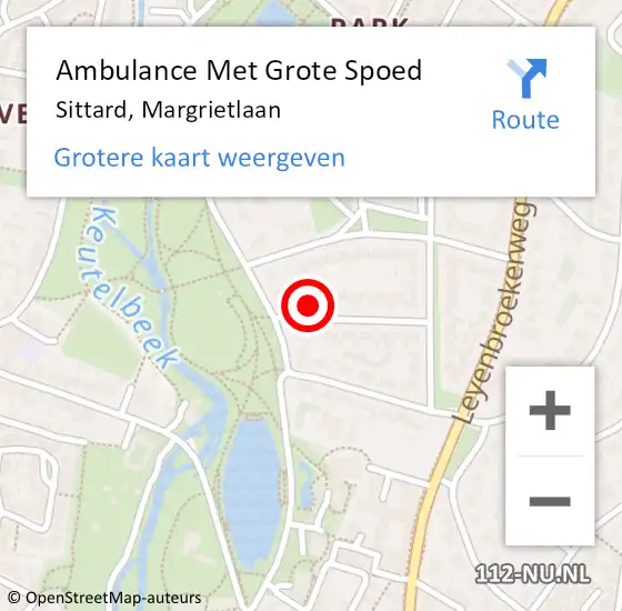 Locatie op kaart van de 112 melding: Ambulance Met Grote Spoed Naar Sittard, Margrietlaan op 14 september 2013 12:15