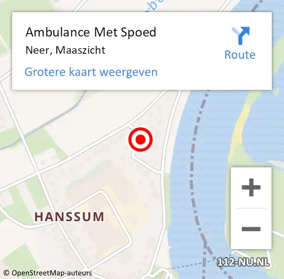 Locatie op kaart van de 112 melding: Ambulance Met Spoed Naar Neer, Maaszicht op 14 september 2013 12:15