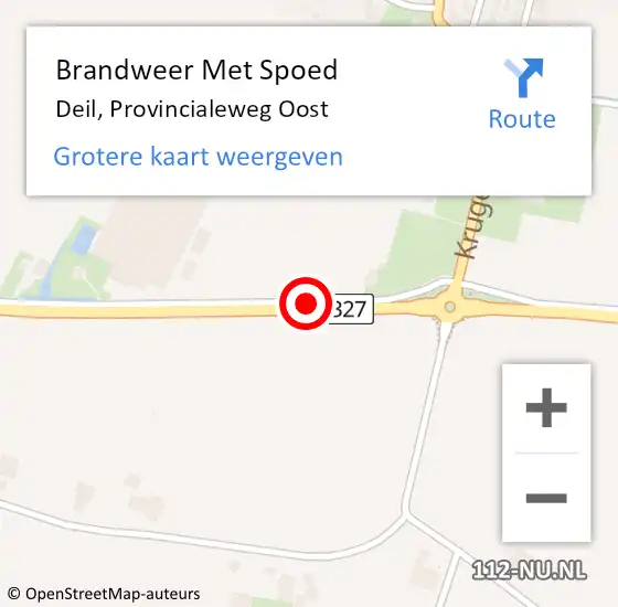 Locatie op kaart van de 112 melding: Brandweer Met Spoed Naar Deil, Provincialeweg Oost op 15 december 2015 13:44