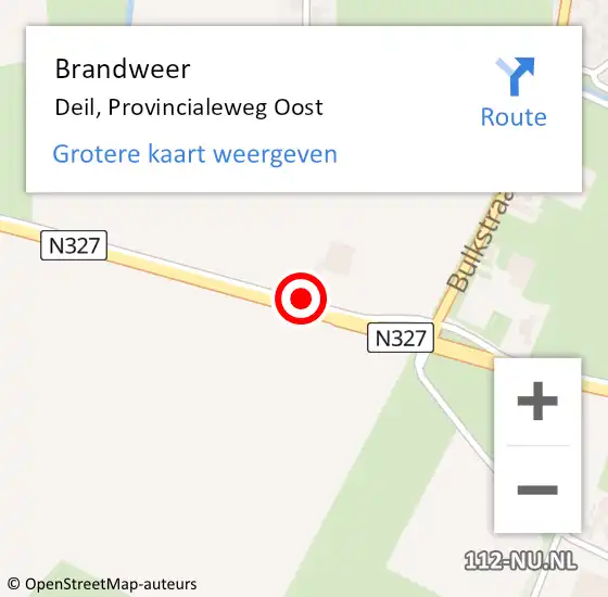 Locatie op kaart van de 112 melding: Brandweer Deil, Provincialeweg Oost op 15 december 2015 13:49