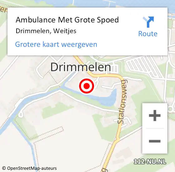 Locatie op kaart van de 112 melding: Ambulance Met Grote Spoed Naar Drimmelen, Weitjes op 15 december 2015 14:58