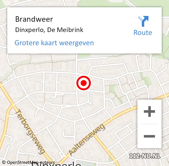 Locatie op kaart van de 112 melding: Brandweer Dinxperlo, De Meibrink op 15 december 2015 15:51