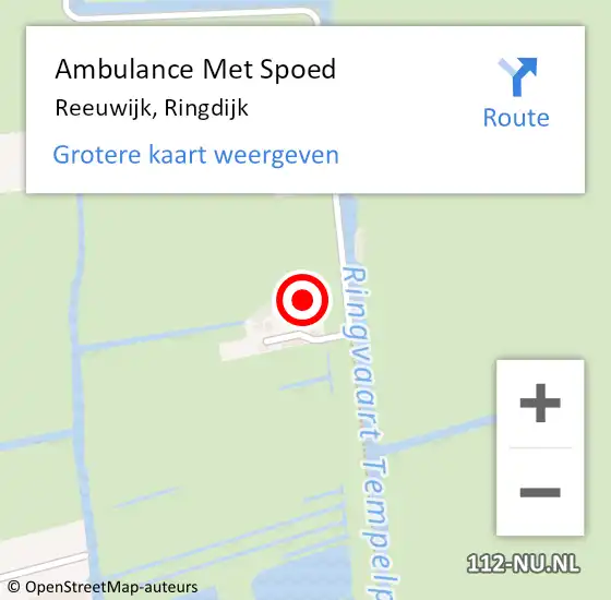 Locatie op kaart van de 112 melding: Ambulance Met Spoed Naar Reeuwijk, Ringdijk op 15 december 2015 16:52