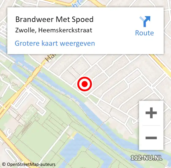 Locatie op kaart van de 112 melding: Brandweer Met Spoed Naar Zwolle, Heemskerckstraat op 15 december 2015 17:05