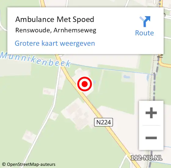 Locatie op kaart van de 112 melding: Ambulance Met Spoed Naar Renswoude, Arnhemseweg op 15 december 2015 18:14