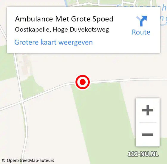 Locatie op kaart van de 112 melding: Ambulance Met Grote Spoed Naar Oostkapelle, Hoge Duvekotsweg op 30 november 2013 05:18