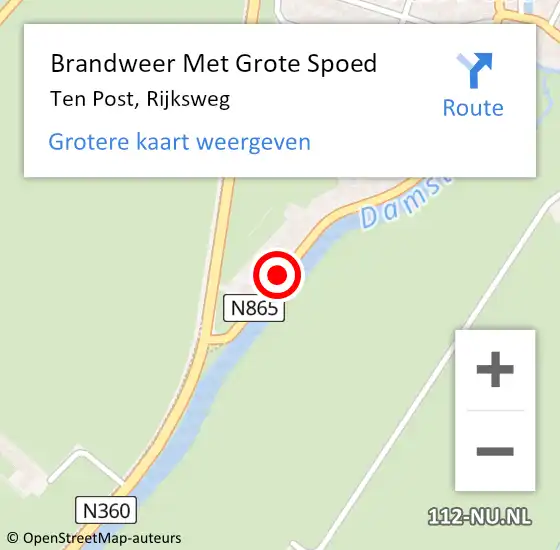 Locatie op kaart van de 112 melding: Brandweer Met Grote Spoed Naar Ten Post, Rijksweg op 15 december 2015 20:05