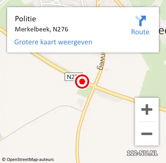 Locatie op kaart van de 112 melding: Politie Merkelbeek, N276 op 15 december 2015 21:33