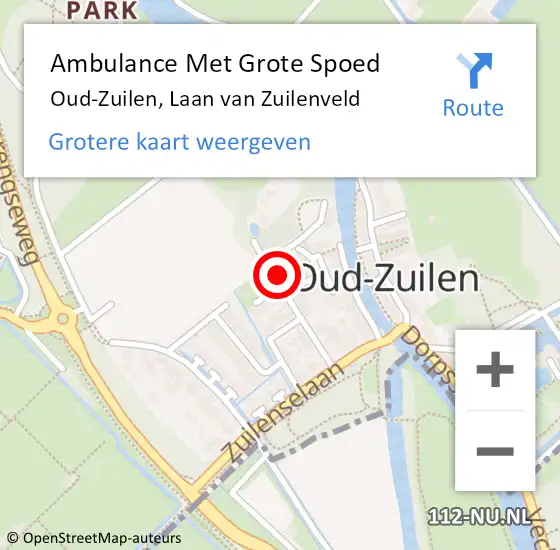 Locatie op kaart van de 112 melding: Ambulance Met Grote Spoed Naar Oud-Zuilen, Laan van Zuilenveld op 15 december 2015 22:00