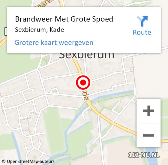 Locatie op kaart van de 112 melding: Brandweer Met Grote Spoed Naar Sexbierum, Kade op 15 december 2015 22:51