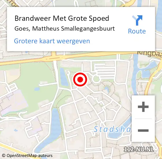 Locatie op kaart van de 112 melding: Brandweer Met Grote Spoed Naar Goes, Mattheus Smallegangesbuurt op 15 december 2015 22:57