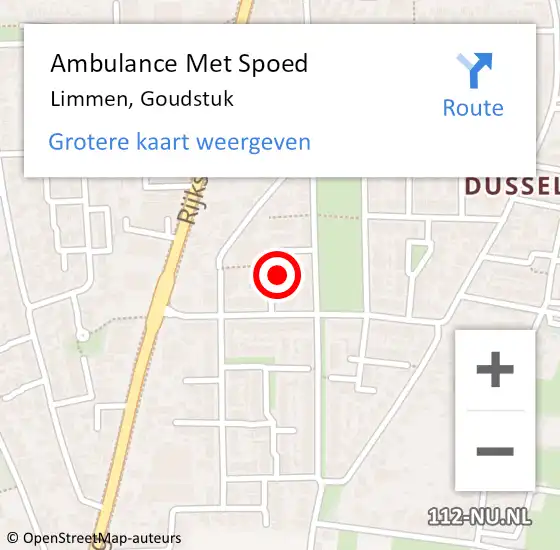 Locatie op kaart van de 112 melding: Ambulance Met Spoed Naar Limmen, Goudstuk op 15 december 2015 23:05