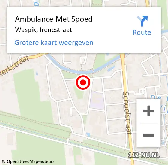 Locatie op kaart van de 112 melding: Ambulance Met Spoed Naar Waspik, Irenestraat op 15 december 2015 23:28