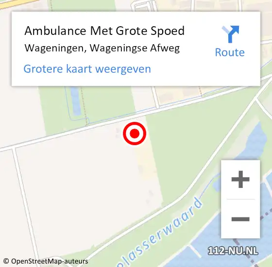 Locatie op kaart van de 112 melding: Ambulance Met Grote Spoed Naar Wageningen, Wageningse Afweg op 16 december 2015 06:47