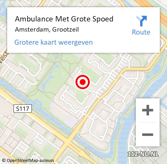Locatie op kaart van de 112 melding: Ambulance Met Grote Spoed Naar Amsterdam, Grootzeil op 16 december 2015 07:57