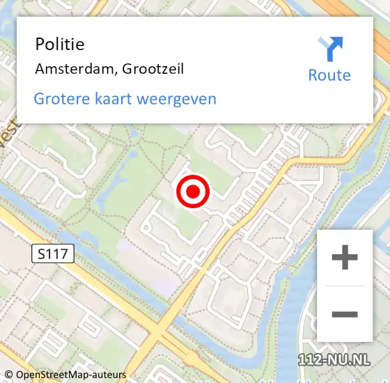 Locatie op kaart van de 112 melding: Politie Amsterdam, Grootzeil op 16 december 2015 08:06