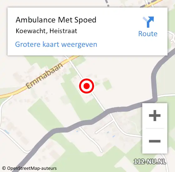 Locatie op kaart van de 112 melding: Ambulance Met Spoed Naar Koewacht, Heistraat op 16 december 2015 08:44