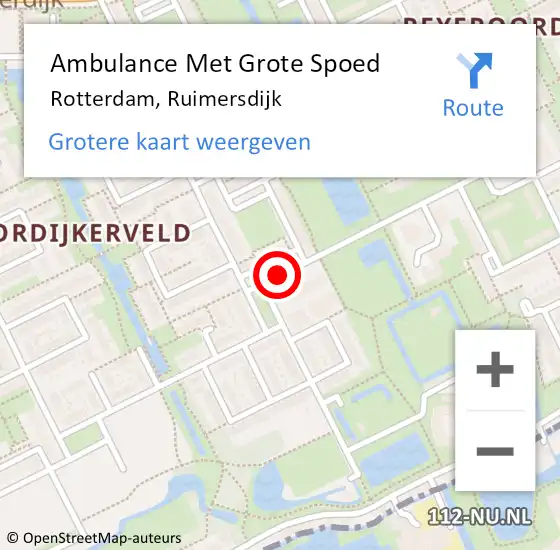 Locatie op kaart van de 112 melding: Ambulance Met Grote Spoed Naar Rotterdam, Ruimersdijk op 16 december 2015 09:23