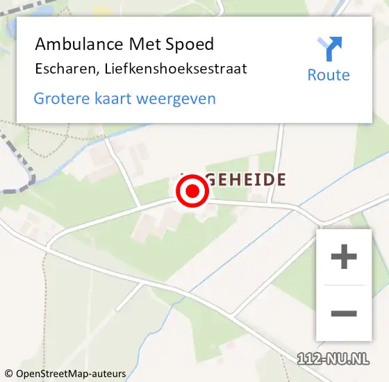 Locatie op kaart van de 112 melding: Ambulance Met Spoed Naar Escharen, Liefkenshoeksestraat op 16 december 2015 10:27