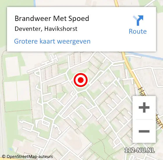 Locatie op kaart van de 112 melding: Brandweer Met Spoed Naar Deventer, Havikshorst op 16 december 2015 11:07