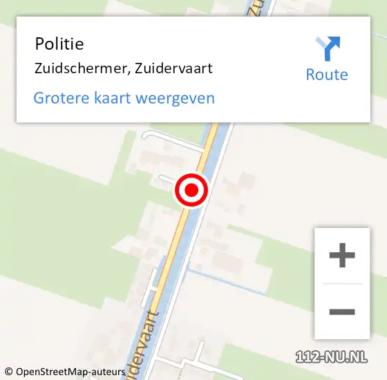 Locatie op kaart van de 112 melding: Politie Zuidschermer, Zuidervaart op 16 december 2015 11:37