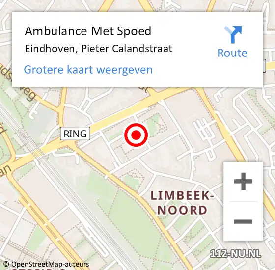 Locatie op kaart van de 112 melding: Ambulance Met Spoed Naar Eindhoven, Pieter Calandstraat op 16 december 2015 11:54