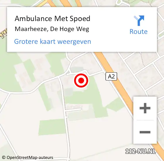 Locatie op kaart van de 112 melding: Ambulance Met Spoed Naar Maarheeze, De Hoge Weg op 16 december 2015 12:15