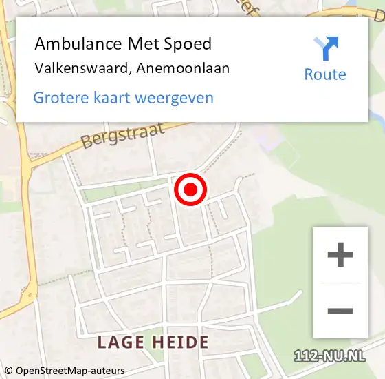 Locatie op kaart van de 112 melding: Ambulance Met Spoed Naar Valkenswaard, Anemoonlaan op 16 december 2015 12:37