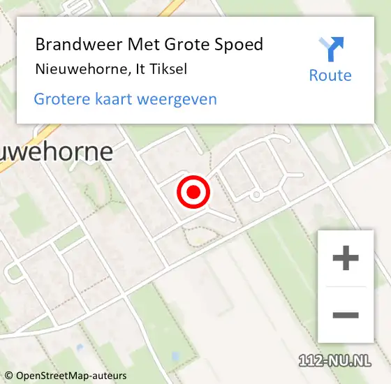 Locatie op kaart van de 112 melding: Brandweer Met Grote Spoed Naar Nieuwehorne, It Tiksel op 16 december 2015 12:43