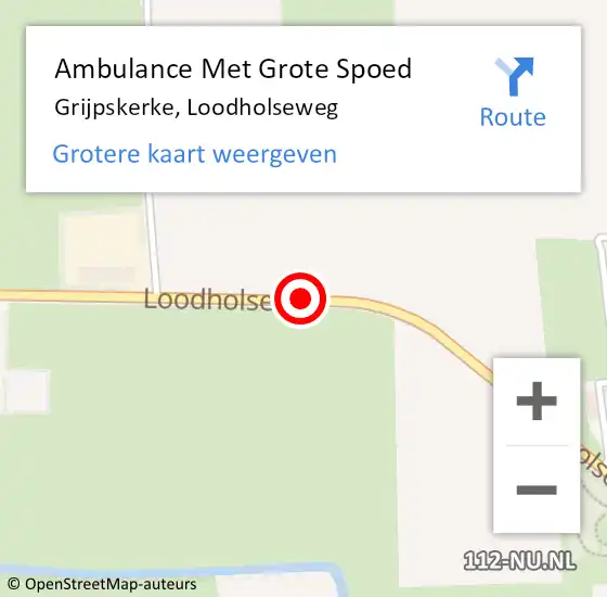 Locatie op kaart van de 112 melding: Ambulance Met Grote Spoed Naar Grijpskerke, Loodholseweg op 16 december 2015 13:23