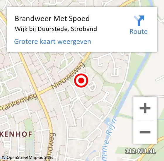 Locatie op kaart van de 112 melding: Brandweer Met Spoed Naar Wijk bij Duurstede, Stroband op 16 december 2015 14:08