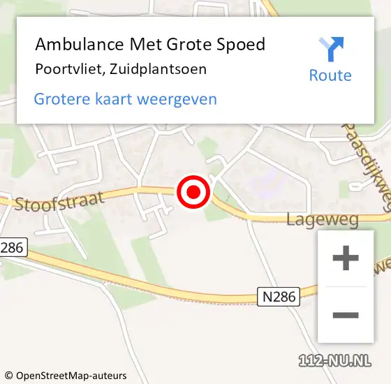 Locatie op kaart van de 112 melding: Ambulance Met Grote Spoed Naar Poortvliet, Zuidplantsoen op 16 december 2015 15:12